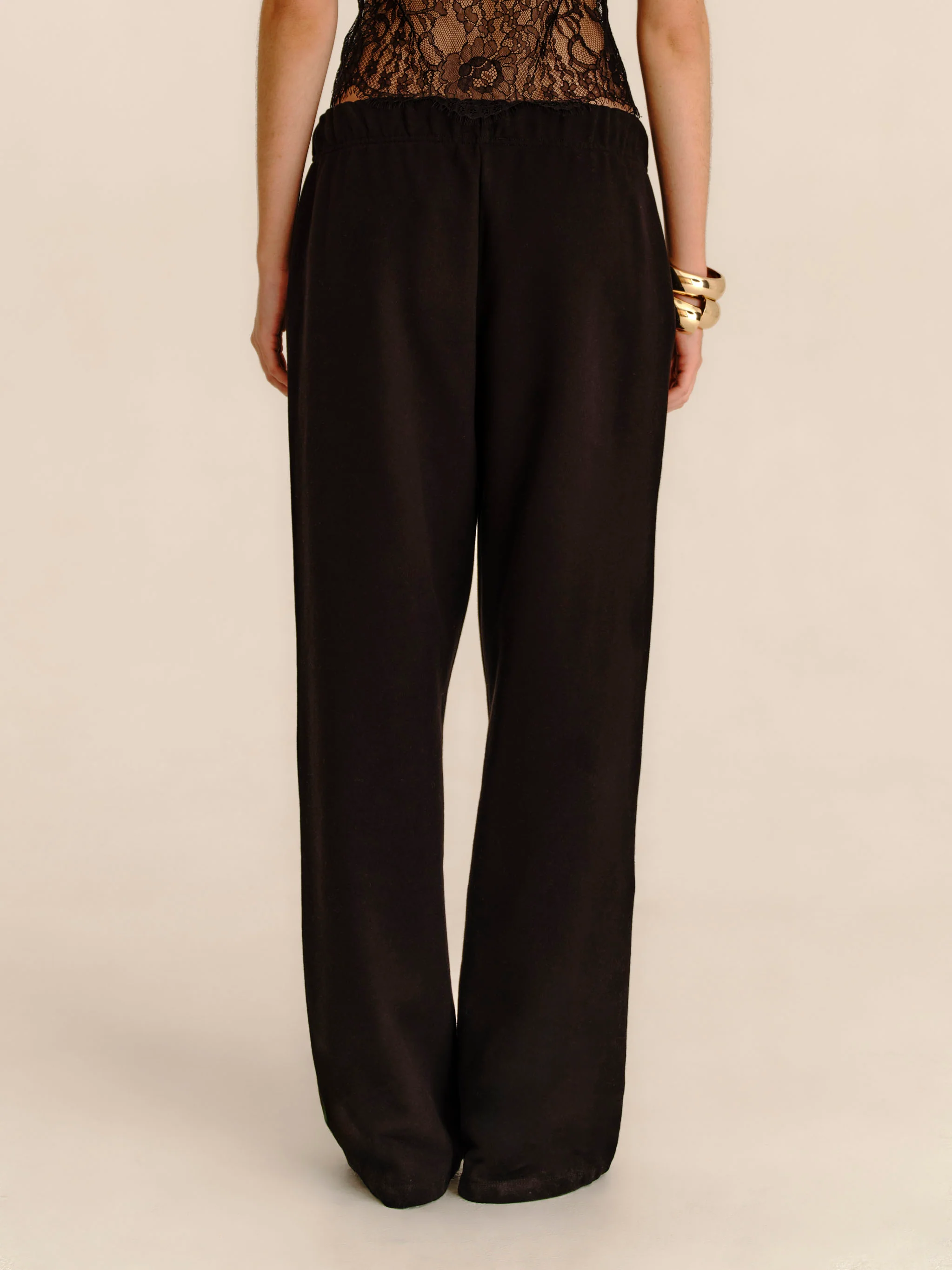 90's Wide-Leg Sweatpants - Jet Black - Image 3
