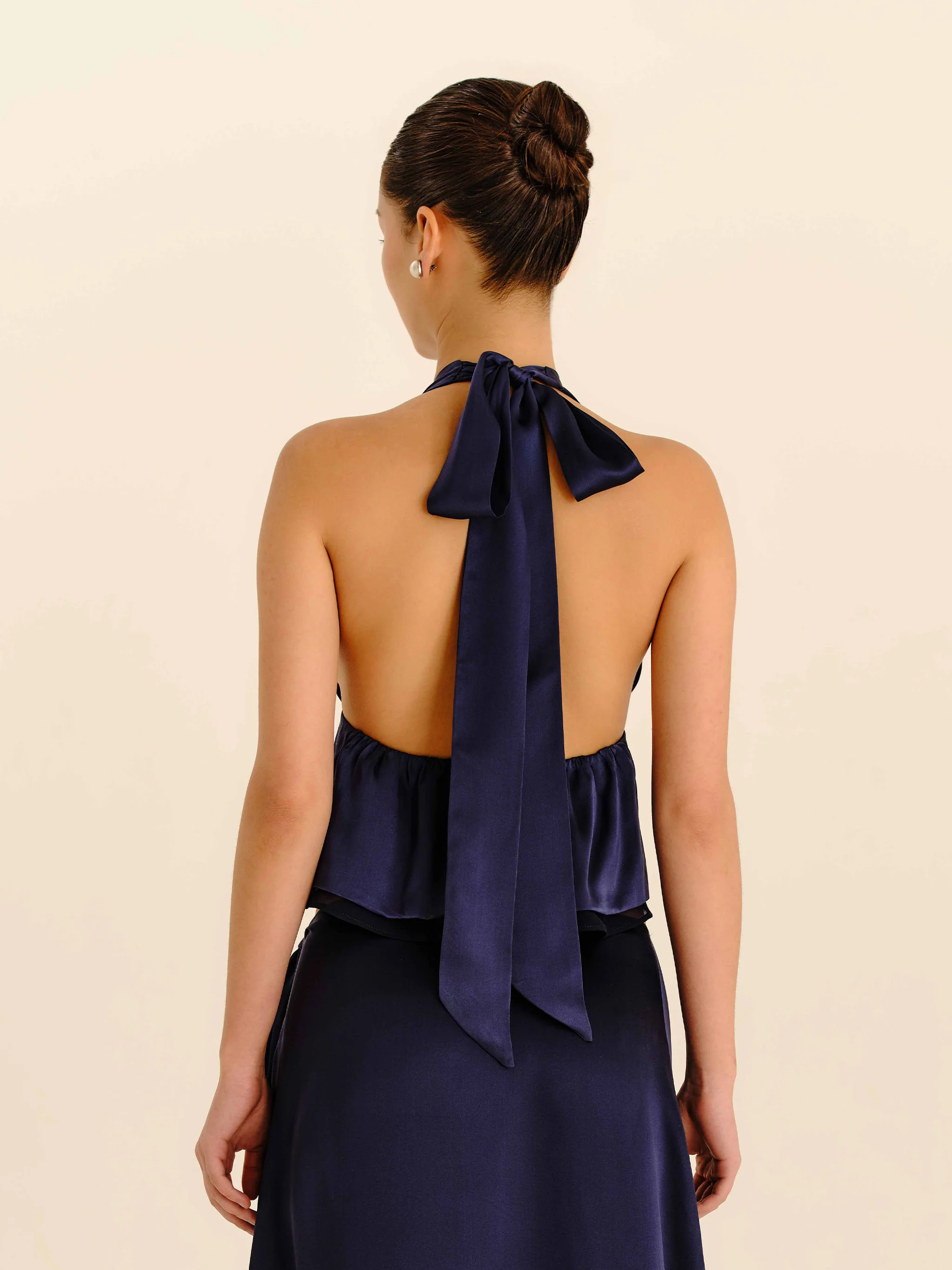 Romance Silk Blouse - Navy Blue - Image 5