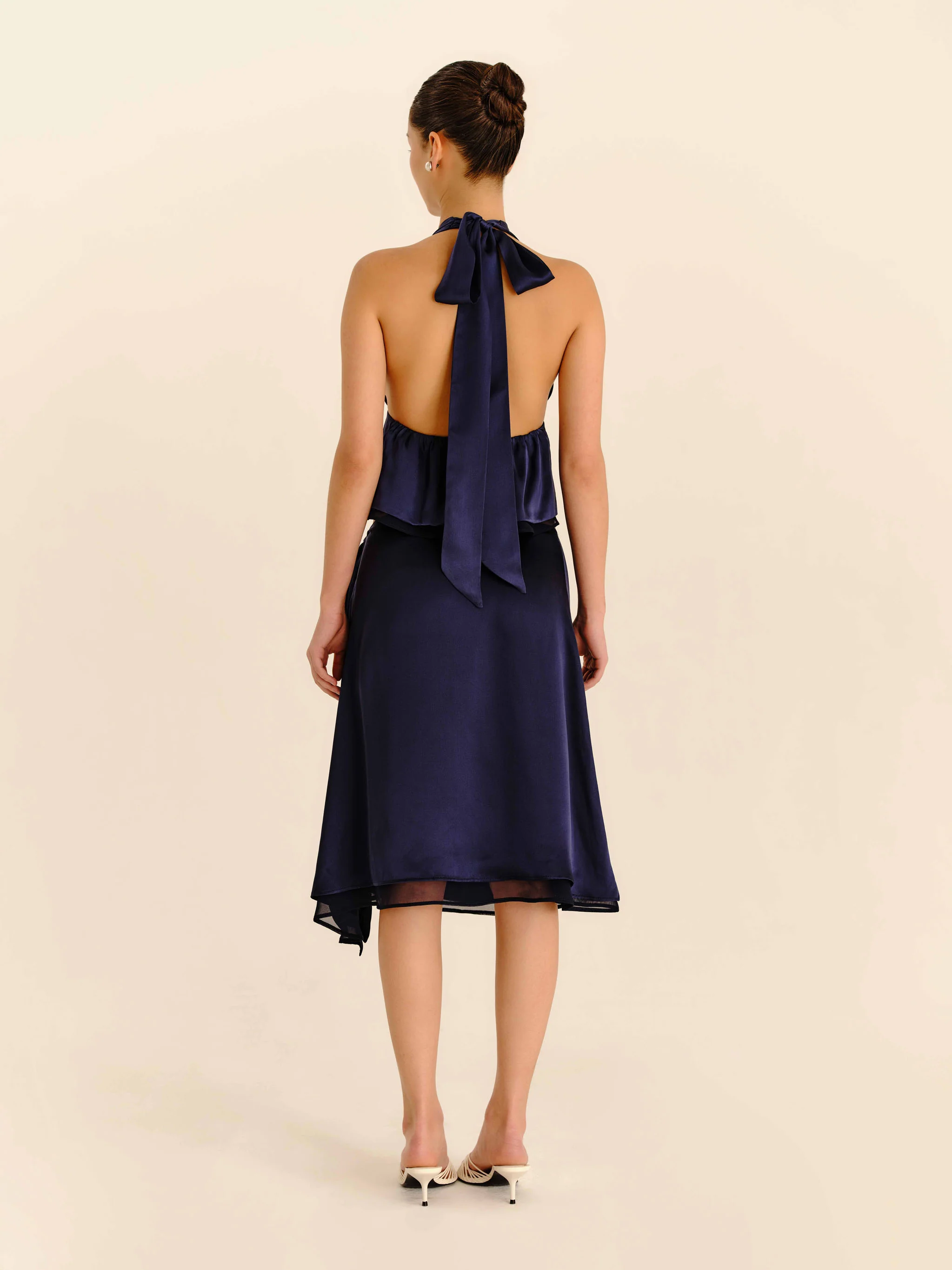 Romance Silk Blouse - Navy Blue - Image 7